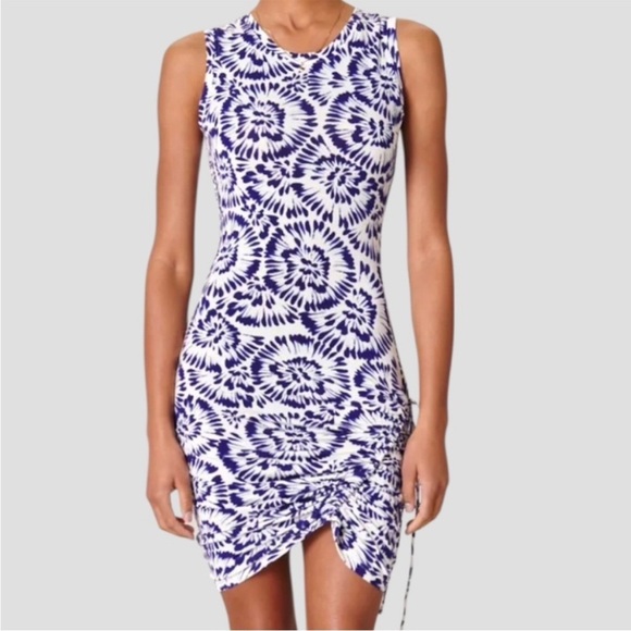 Sugarlips Dresses & Skirts - NWT SUGARLIPS Ruched BodyCon Stretch Jersey Dress Blue White Floral Size Medium